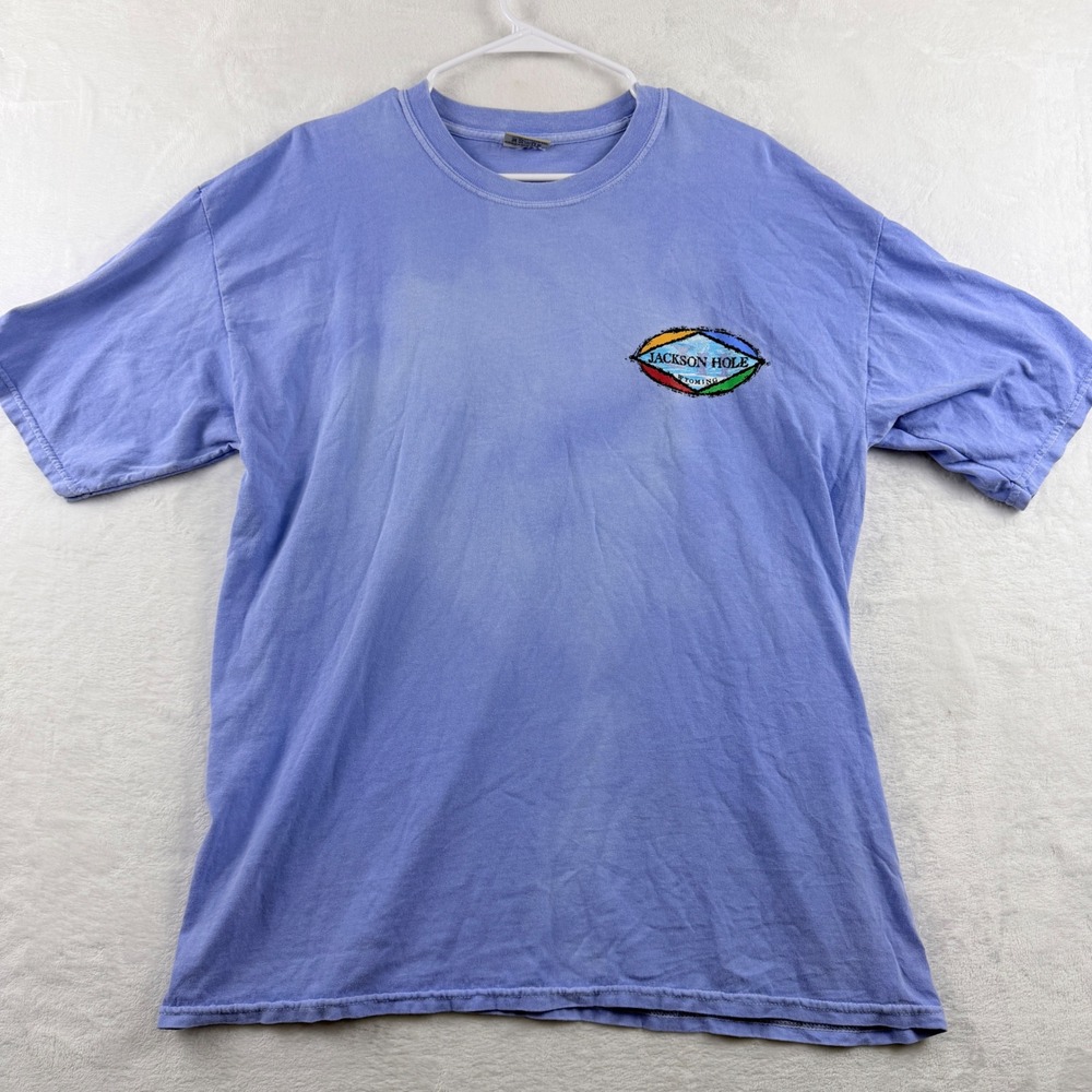 Oceanfront T-Shirt Jackson Hole Wyoming Graphic Purple Blue Size L